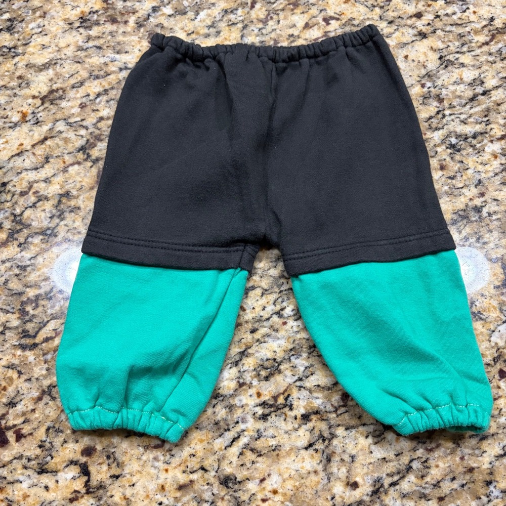 Vintage Colorblock Sweatpants Black Green Toddler Joggers 12 Months